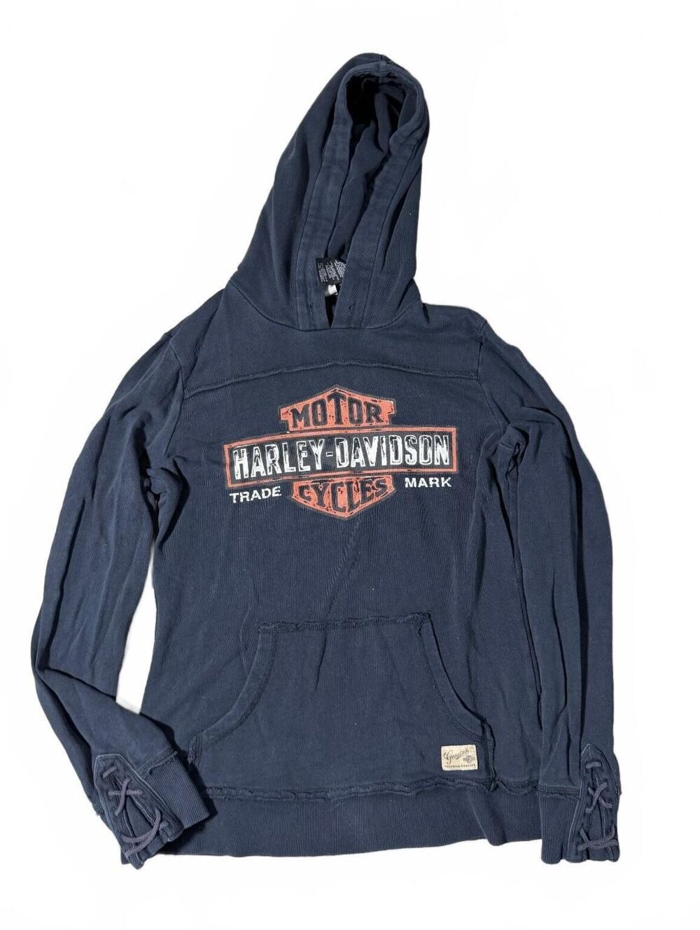 Harley-Davidson Black Women's Logo Hoodie Size M Corset Sleeve Detail
